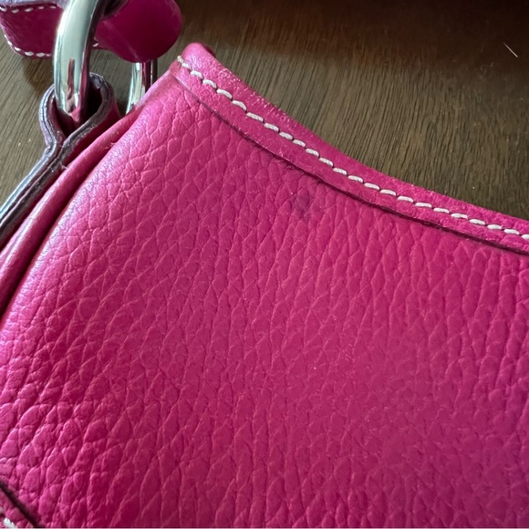 Women’s Burberry Pink Leather Shoulder Baguette Bag Plaid Liner Silver Hardware - Picture 11 of 15